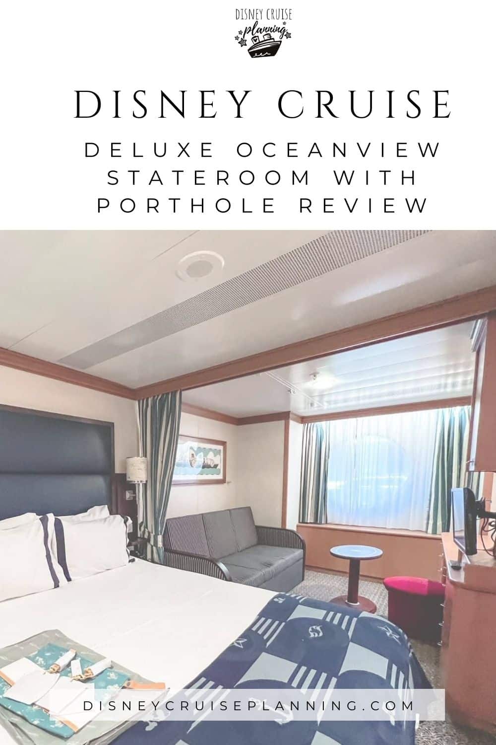 Deluxe Stateroom on the Disney Wonder with a porthole