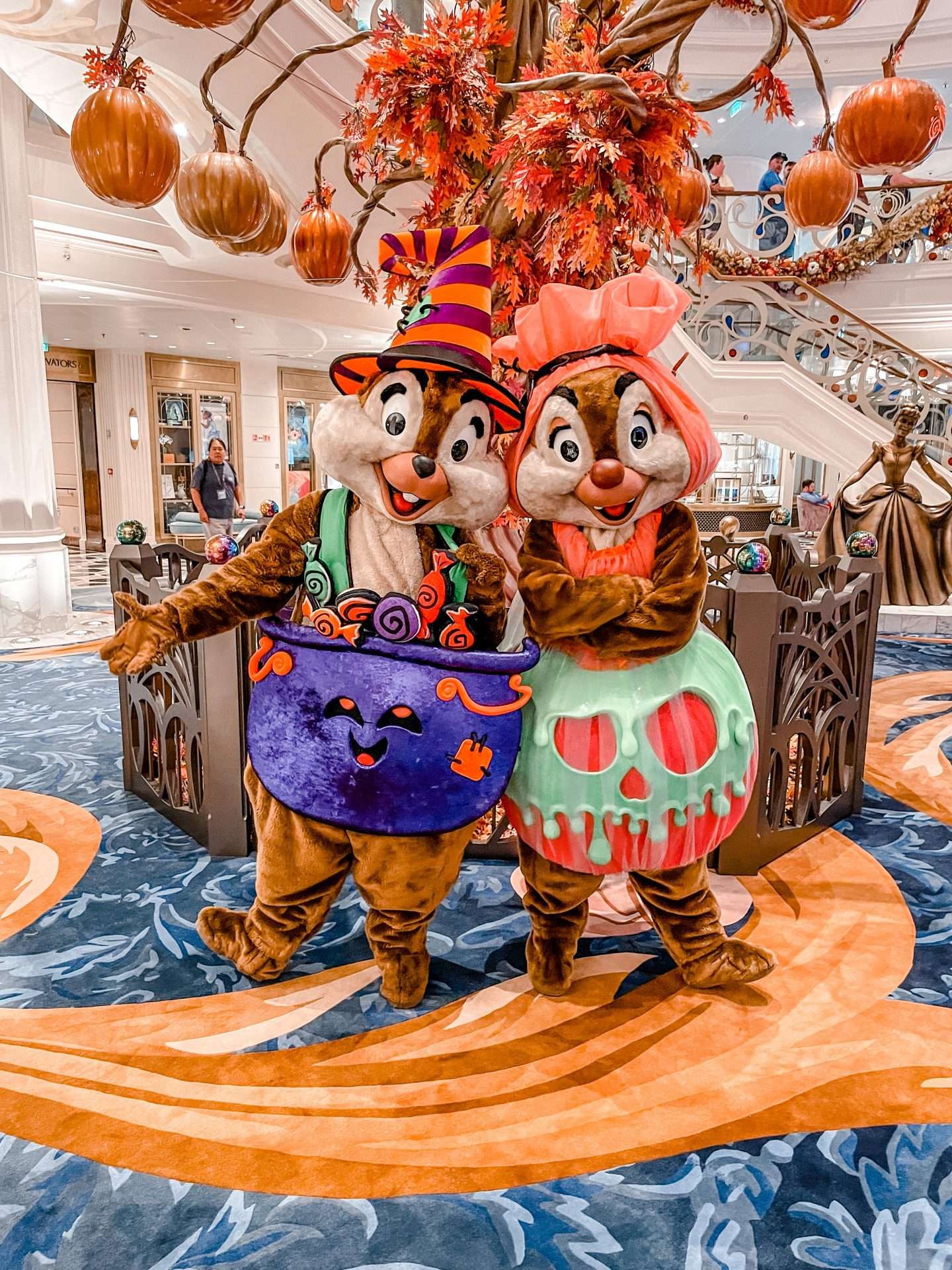 Disney Halloween Cruise chip and dale in costumes