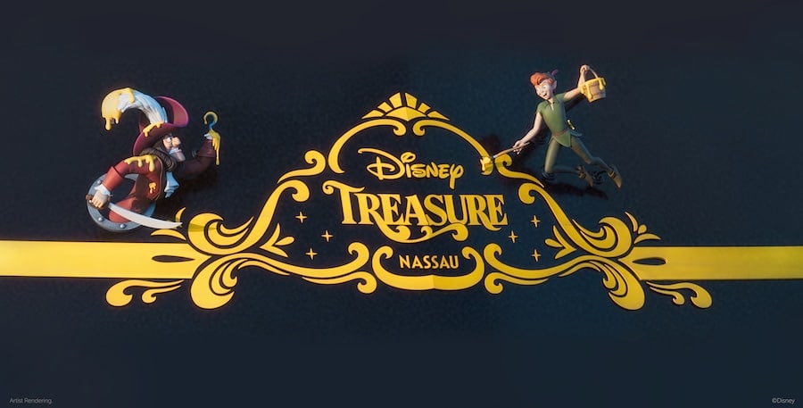 Characters on the Disney Treasure Stern of the Ship Peter Pan and Hook