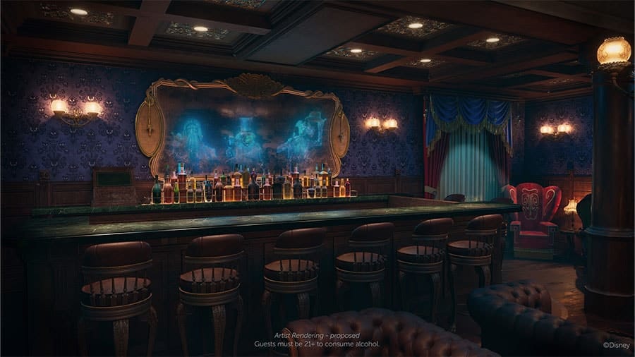Artist rendering of new Haunted Mansion bar ship, the Disney Treasure
