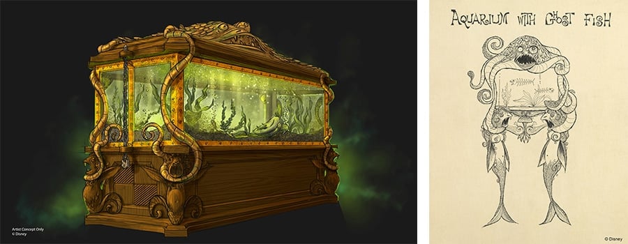 Ghost Fish Aquarium Haunted Mansion Parlor Bar Disney Cruise