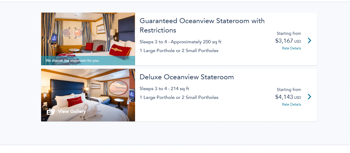 Disney Cruise Guaranteed Stateroom Costs