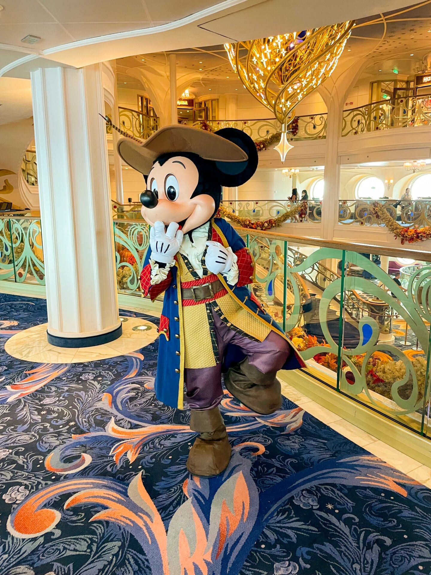 Mickey Mouse dressed as a pirate on Pirate Night on the Disney Wish