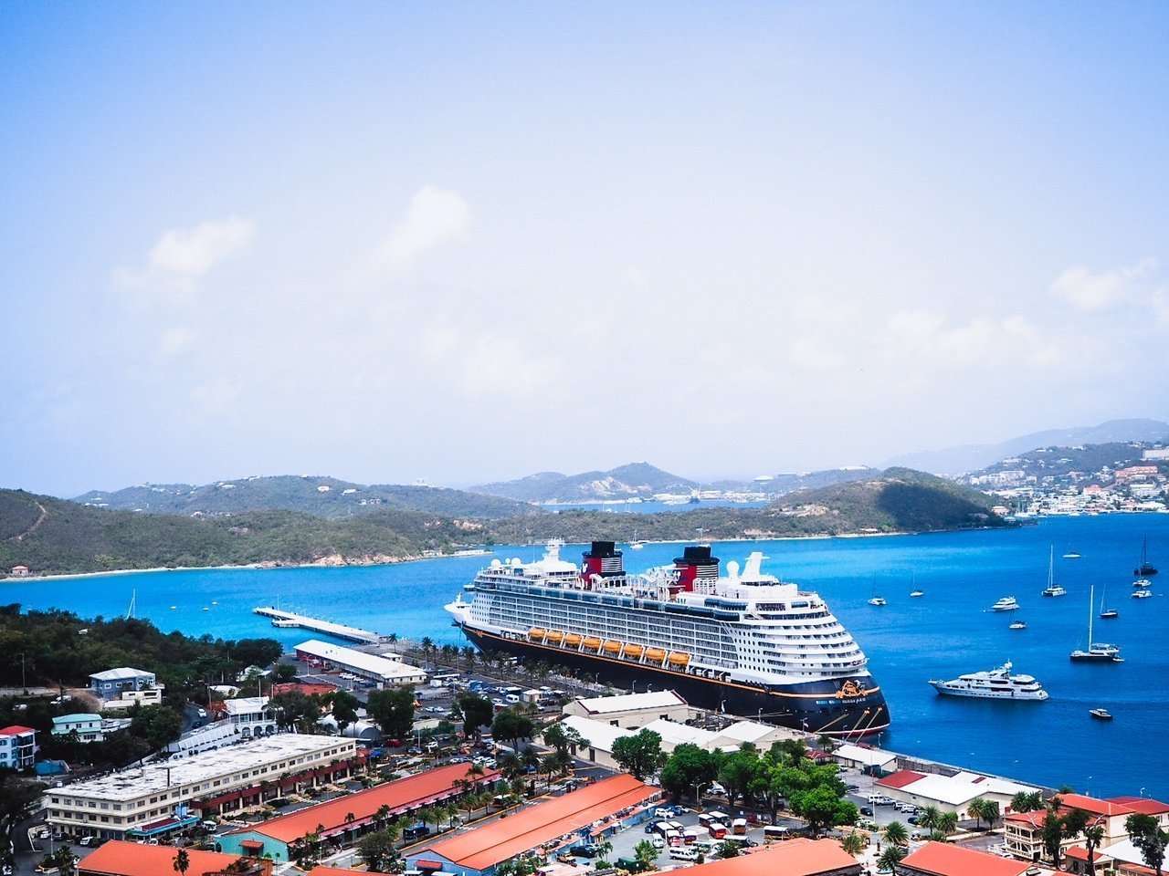 Cruise Ship docked at St. Thomas Disney Caribbean Cruise
