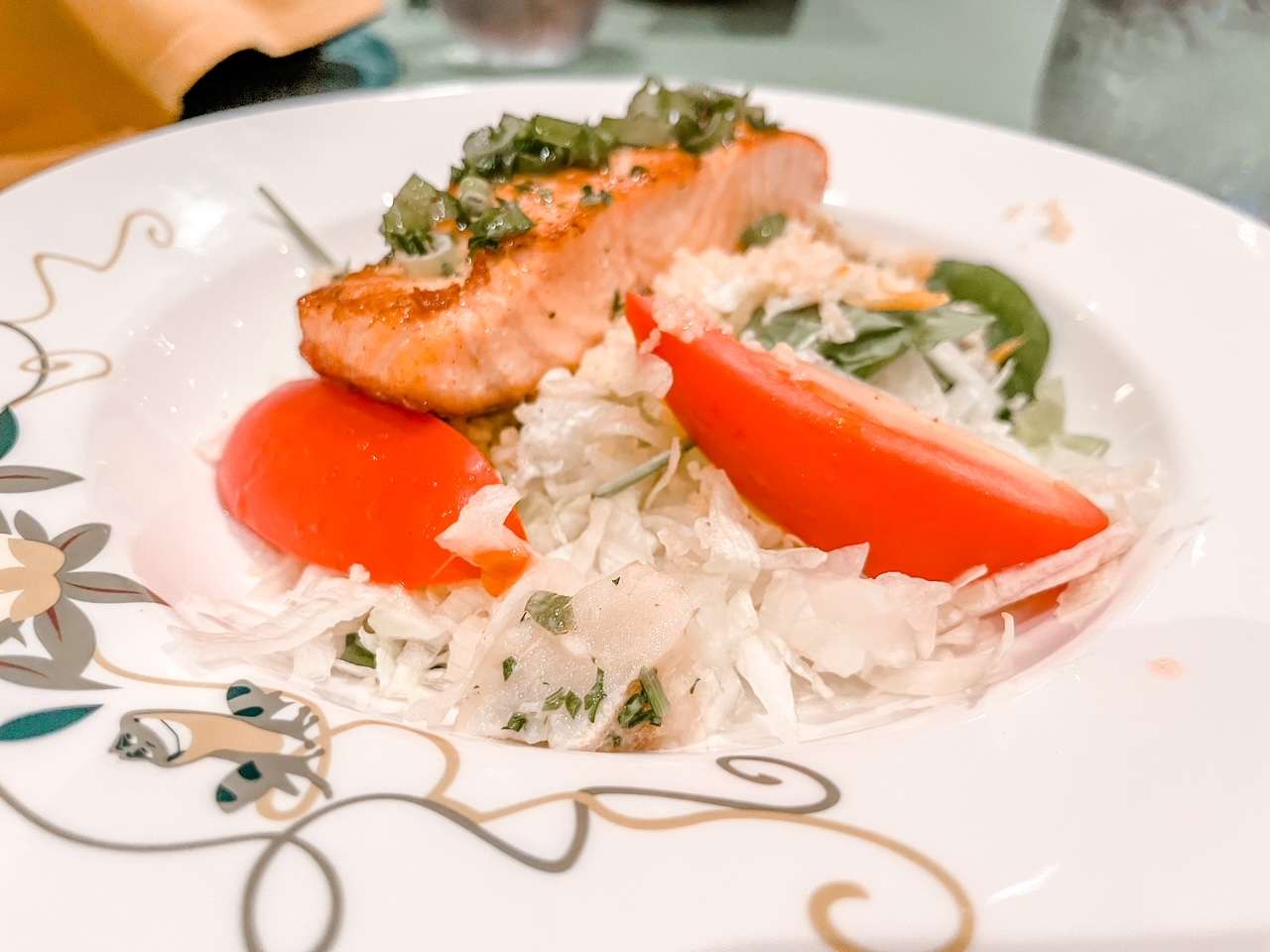 Dinner at Tianas Place Salmon Disney Wonder