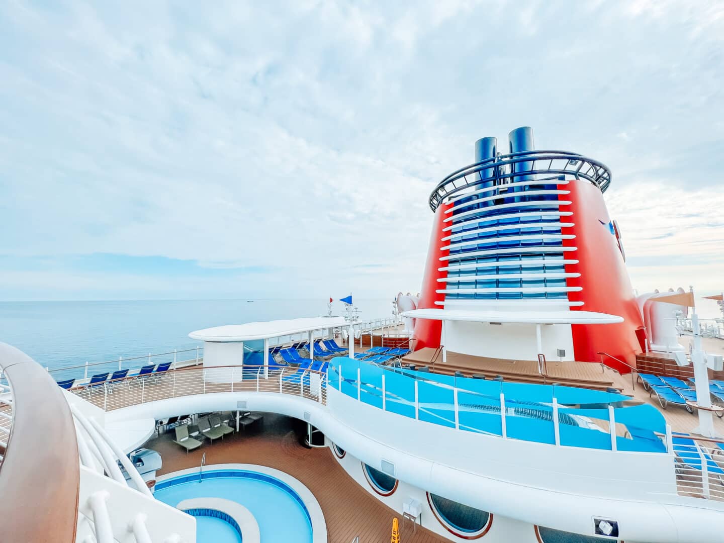 Disney Cruise Funnel and Pools on Adult Deck