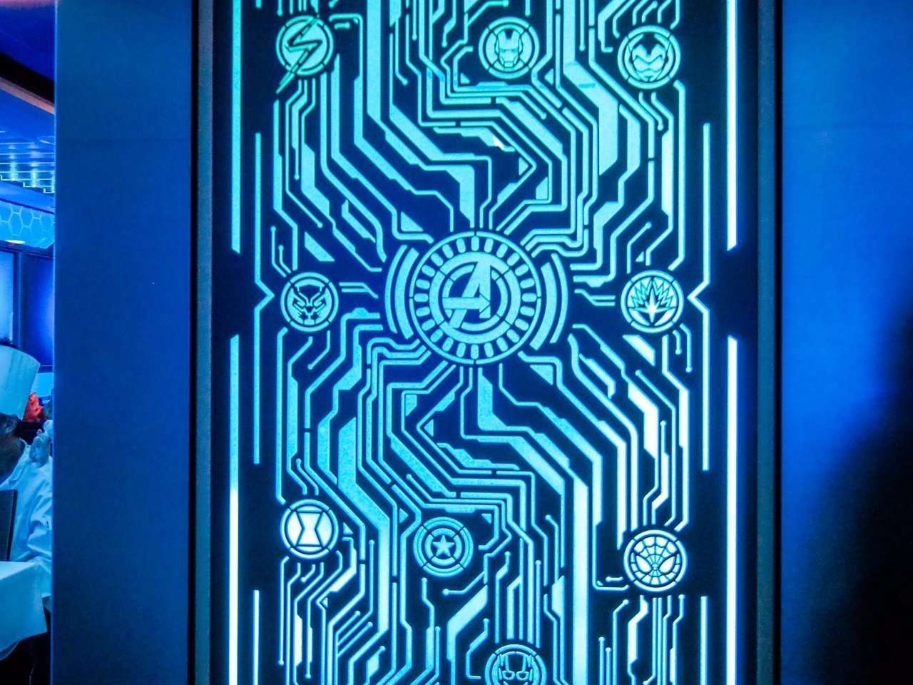 Avengers Marvel Restaurant on the Disney Wish Decor