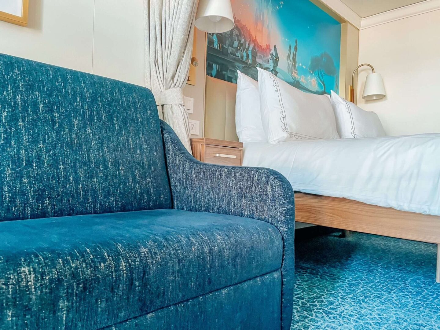 Disney Wish Stateroom Bed and sleeper sofa