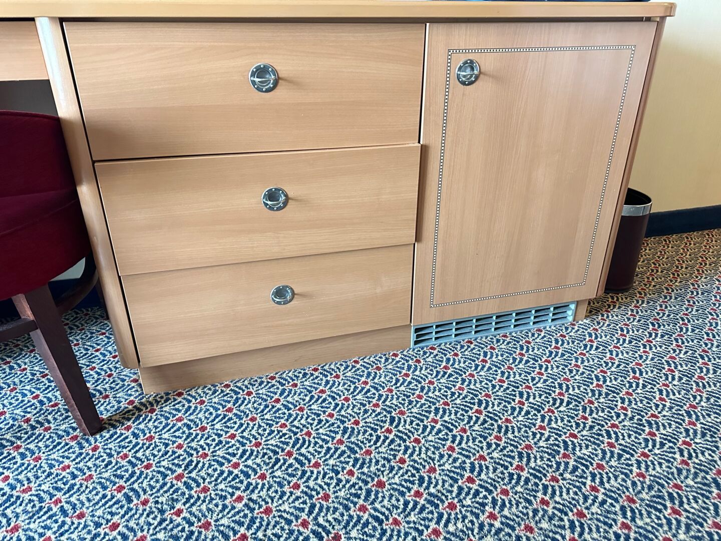 Storage in room 8094 on the Disney Fantasy. Drawers and storage space on Disney Cruise line.