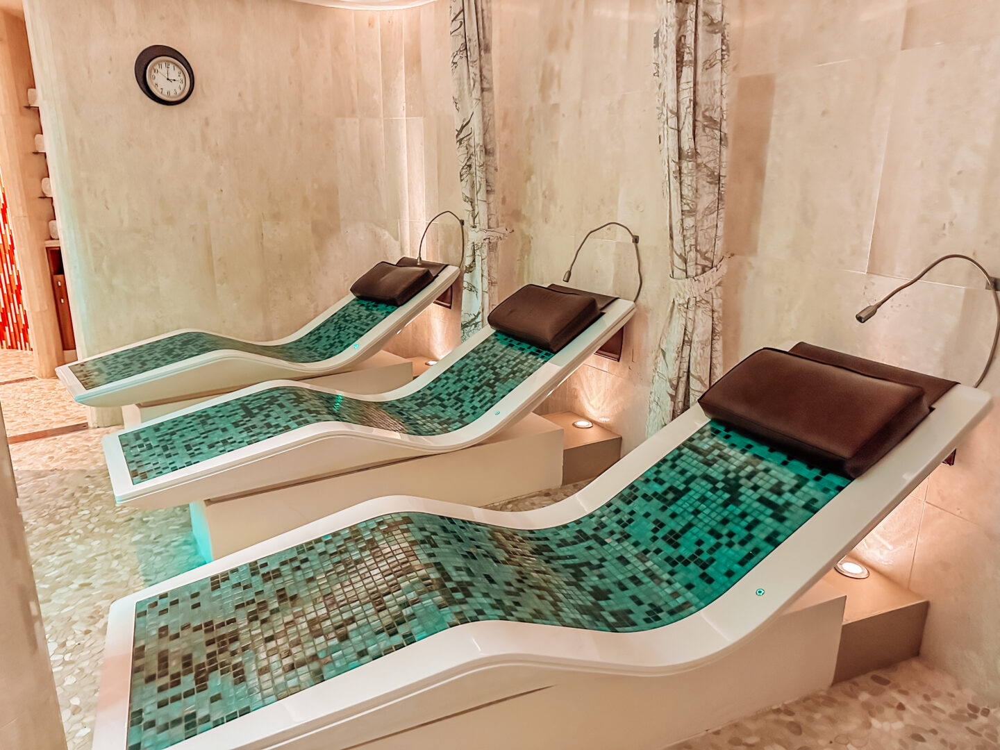 Rainforest Room on the Disney Magic. Heated loungers, adult only section in Senses Spa