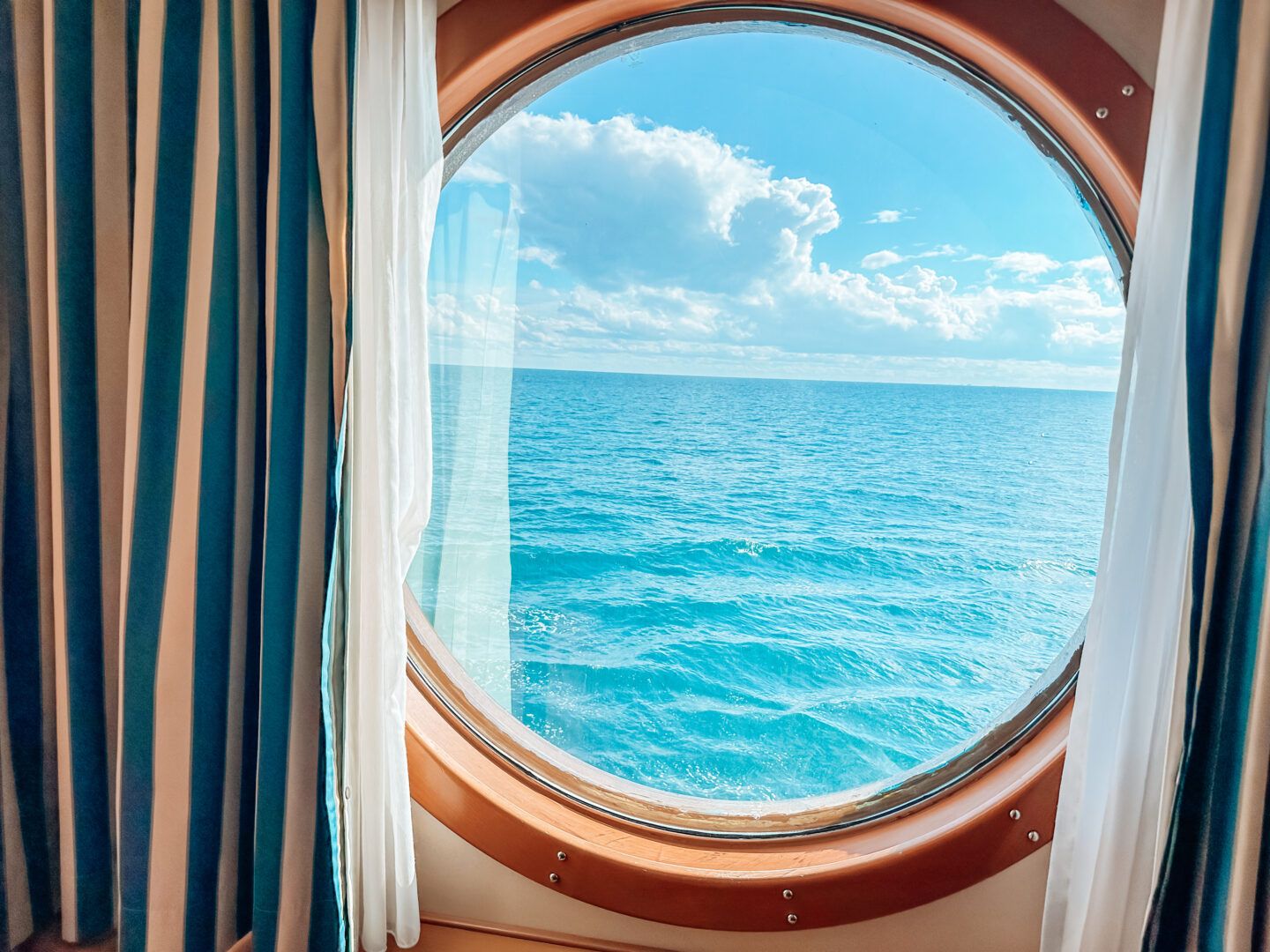 View from the porthole on the Disney Magic. Stateroom 2588 with one large porthole.