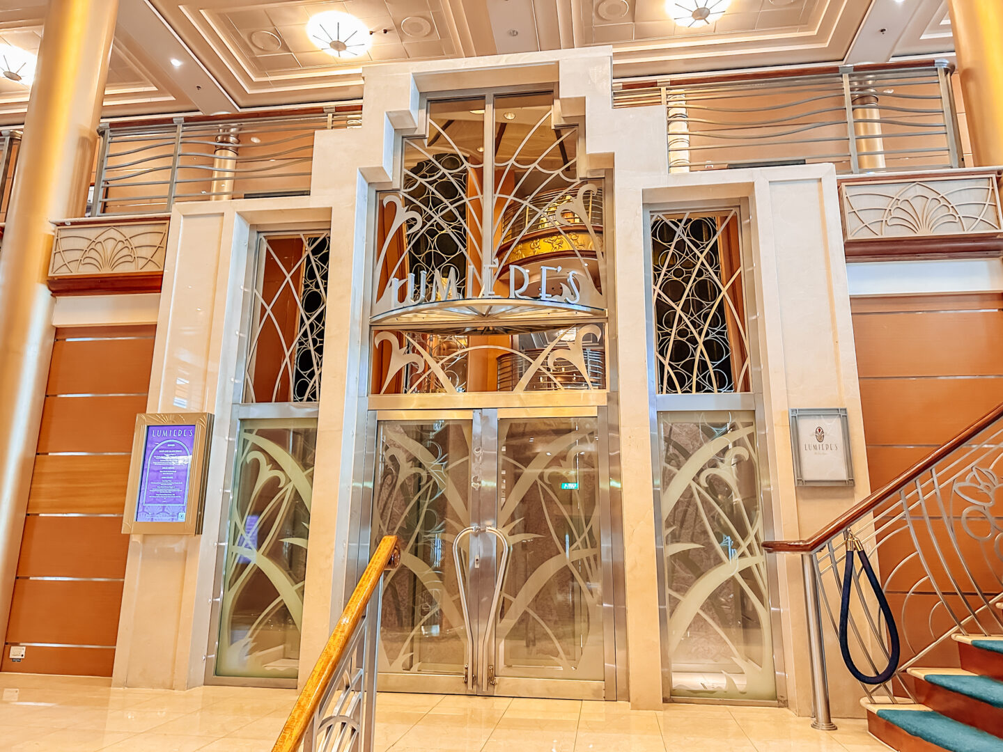 Lumiere's on the Disney Magic. Main dining room on the Disney Magic, deck 3 in the atrium