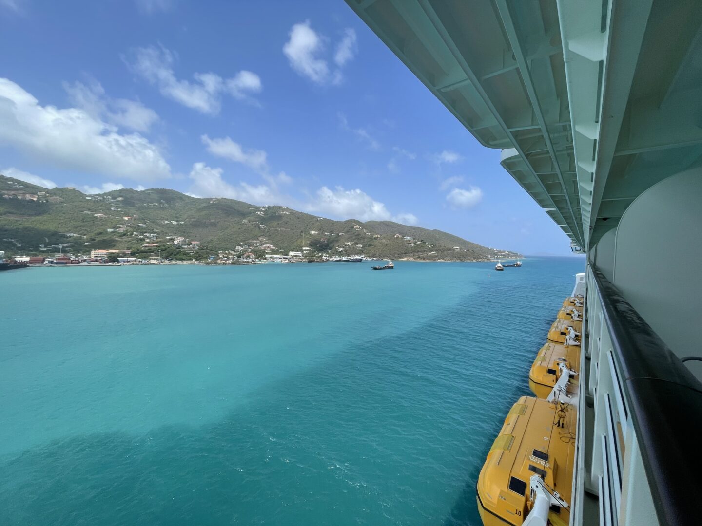 View as seen from the Disney fantasy stateroom with verandah 9110. View of Tortola from balcony on the Disney Fantasy
