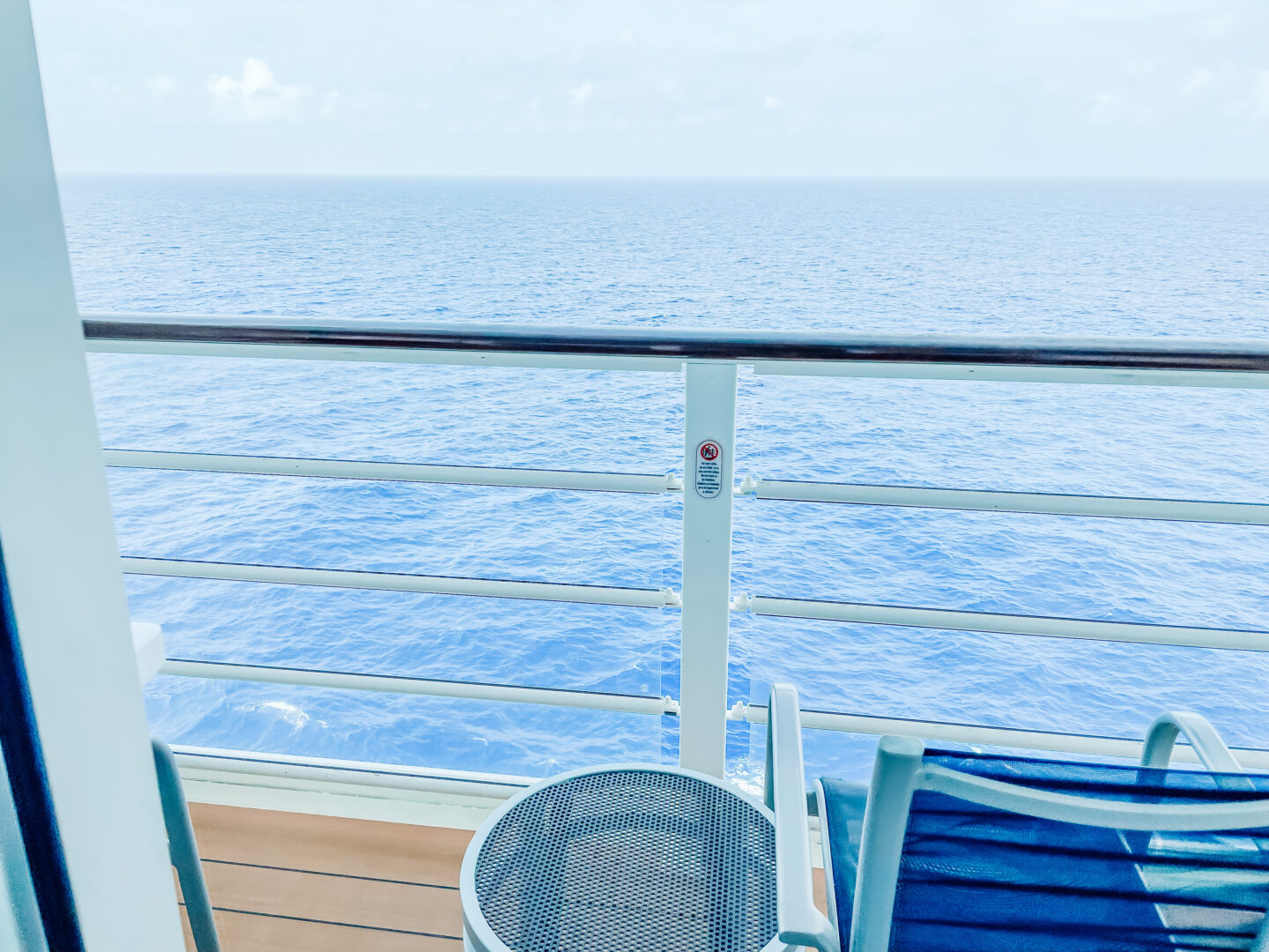 View of the balcony on Disney Fantasy stateroom 9110