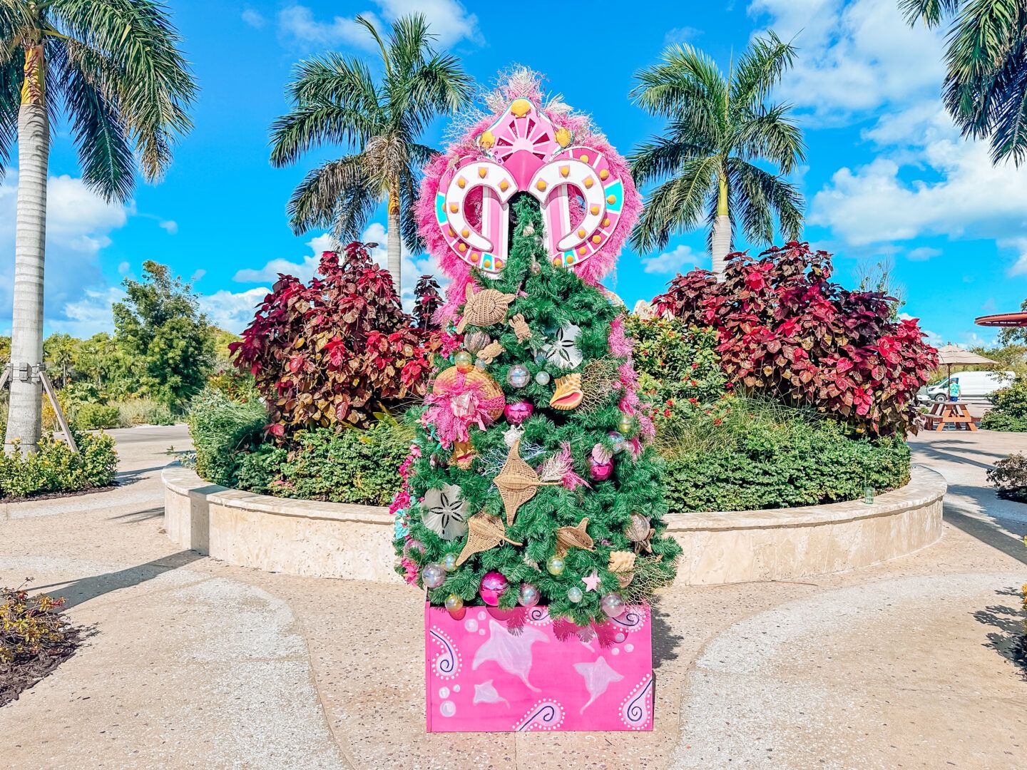 Junkanoo style decorated Christmas tree at Disney's Lookout Cay at Lighthouse Point