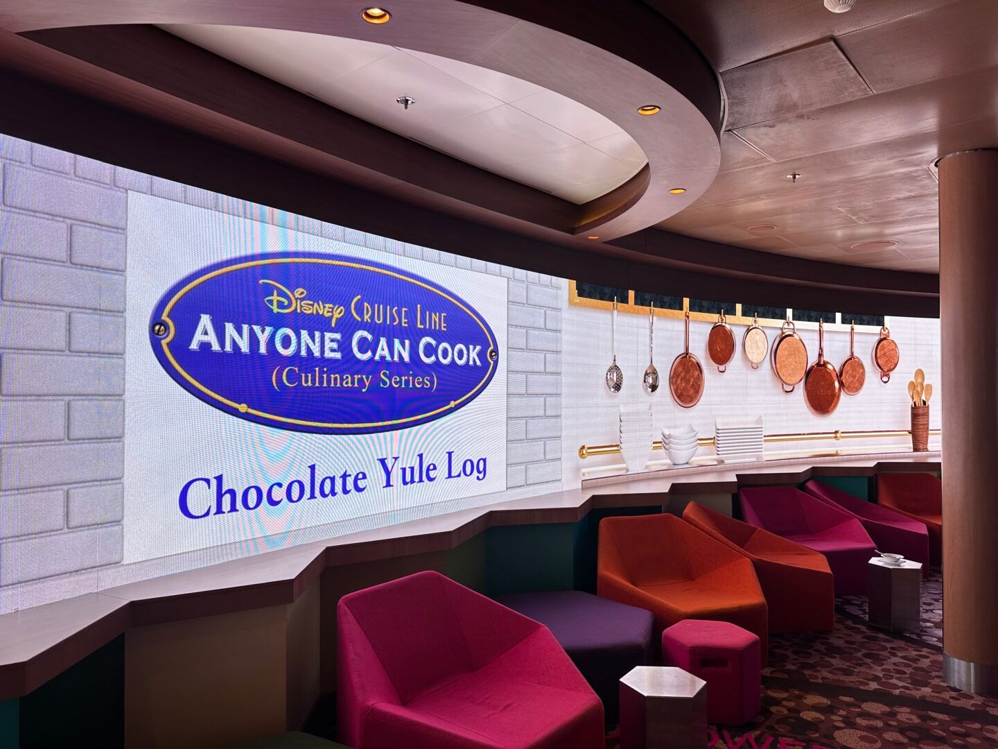 Holiday activity on Very Merrytime Cruise. Anyone Can Cook Chocolate Yule Log.